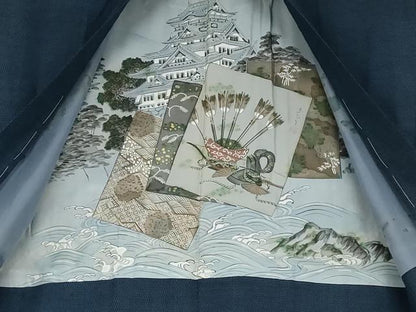 平和屋着物●男性　紬　アンサンブル　120亀甲　総詰め　正絹　逸品　AABK6431cs
