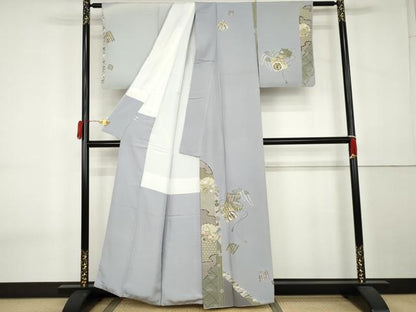 平和屋着物●訪問着　作家物　駒刺繍　源氏香花蝶丸文　暈し染め　金彩　正絹　逸品　AABK6433cs