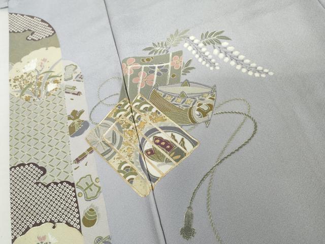 平和屋着物●訪問着　作家物　駒刺繍　源氏香花蝶丸文　暈し染め　金彩　正絹　逸品　AABK6433cs