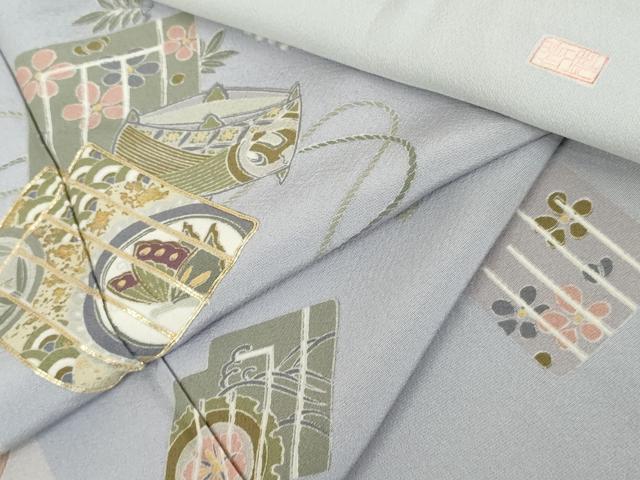 平和屋着物●訪問着　作家物　駒刺繍　源氏香花蝶丸文　暈し染め　金彩　正絹　逸品　AABK6433cs
