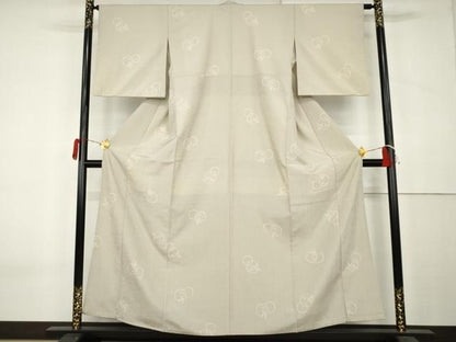 平和屋着物●本塩沢　南天枝葉丸文　正絹　逸品　AABK6434cs