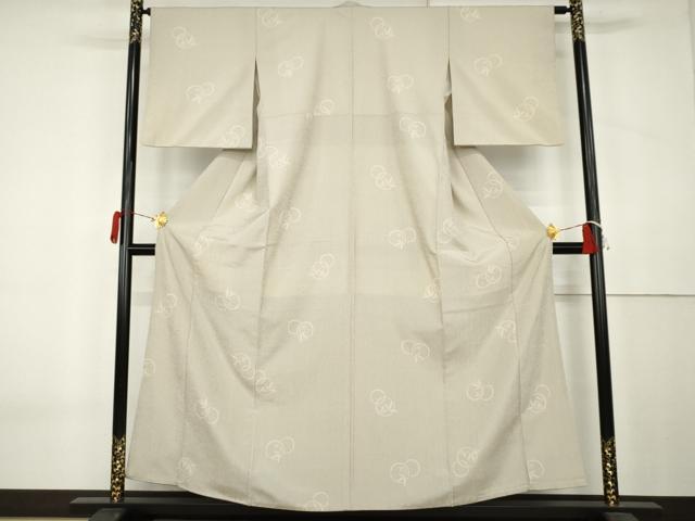 平和屋着物●本塩沢　南天枝葉丸文　正絹　逸品　AABK6434cs