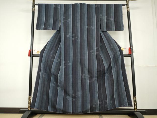 平和屋着物●上質な紬　80亀甲　流水文　正絹　逸品　未使用　AABK6435cs