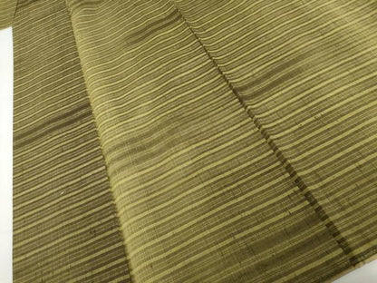 平和屋着物●上質な紬　横段文　正絹　逸品　AABK6436cs