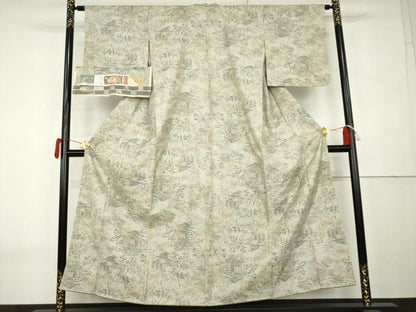 平和屋着物●都喜ヱ門　本場大島紬　白大島　総絣　民芸趣向　藤絹織物謹製　証紙付き　正絹　逸品　未使用　AABK6437cs