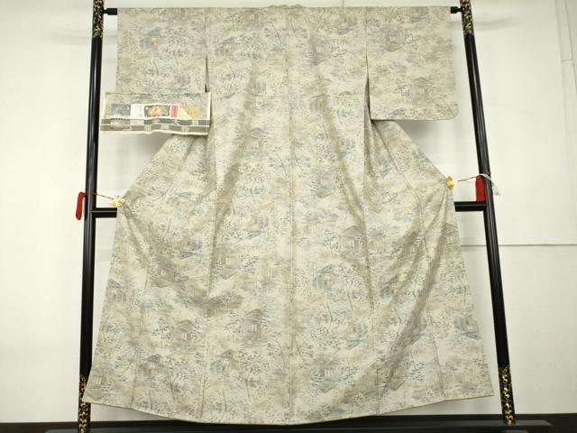平和屋着物●都喜ヱ門　本場大島紬　白大島　総絣　民芸趣向　藤絹織物謹製　証紙付き　正絹　逸品　未使用　AABK6437cs