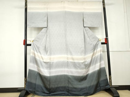 平和屋着物●訪問着　横段文　暈し染め　正絹　逸品　AABK6438cs