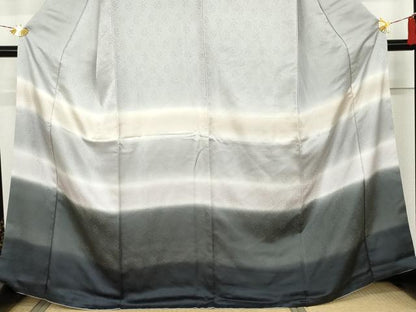 平和屋着物●訪問着　横段文　暈し染め　正絹　逸品　AABK6438cs