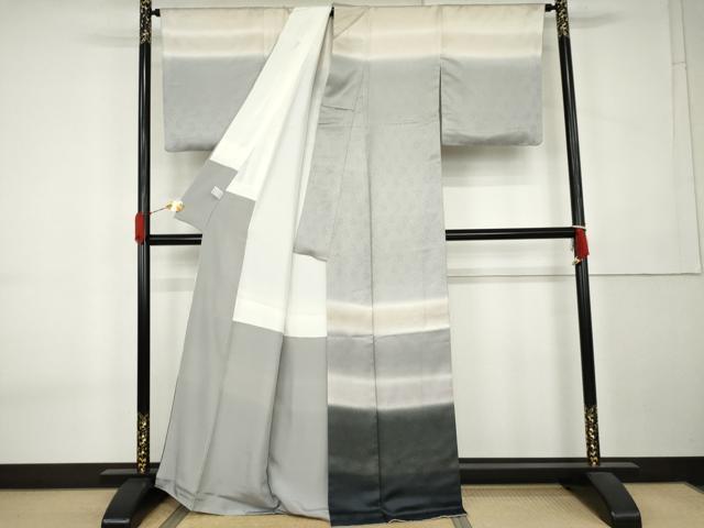 平和屋着物●訪問着　横段文　暈し染め　正絹　逸品　AABK6438cs