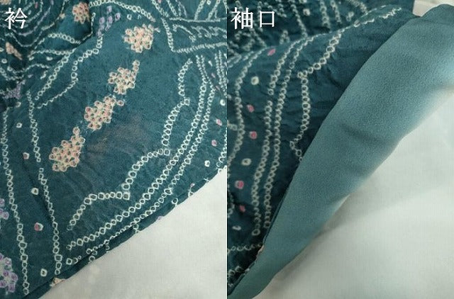 平和屋着物●上質な小紋　総絞り　幾何学花文　正絹　逸品　AABK6439cs