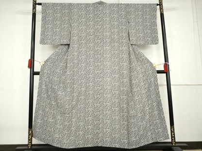 平和屋着物▼上質な小紋　型染め　葉尽くし　正絹　逸品　AABK6444cs