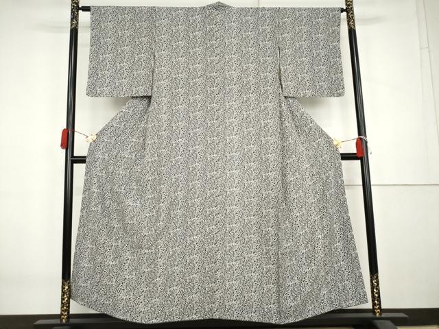 平和屋着物▼上質な小紋　型染め　葉尽くし　正絹　逸品　AABK6444cs