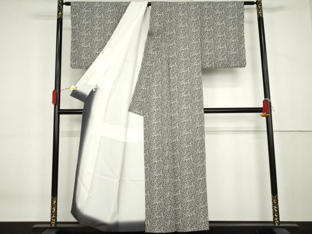 平和屋着物▼上質な小紋　型染め　葉尽くし　正絹　逸品　AABK6444cs