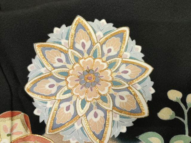 平和屋着物●豪華黒留袖　作家物　駒刺繍　正倉院花文　暈し染め　金彩　正絹　逸品　AABK6445cs