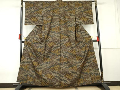 平和屋着物●本場大島紬　7マルキ　樹林文　正絹　逸品　AABK6448cs