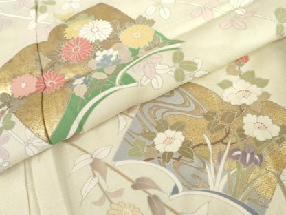 平和屋着物●訪問着　冊子花文　金彩　正絹　逸品　未使用　AABK6450cs