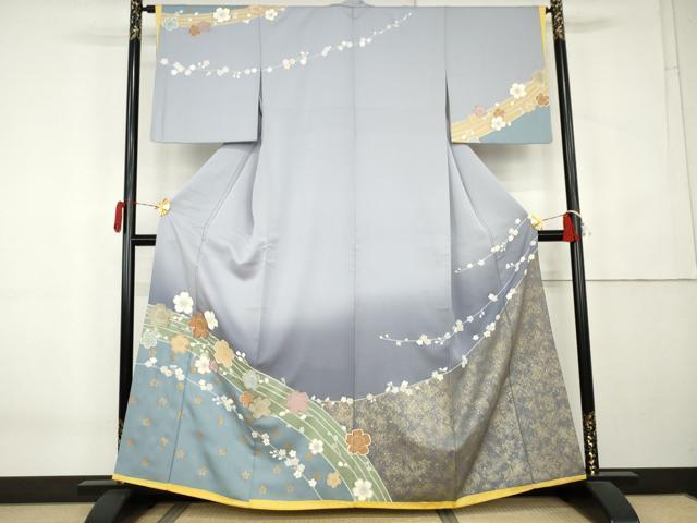 平和屋着物●訪問着　駒刺繍　桜文　暈し染め　金彩　正絹　逸品　AABK6451cs