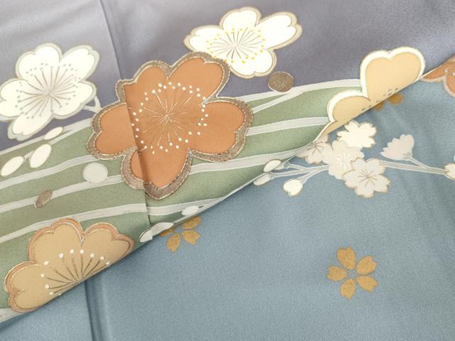 平和屋着物●訪問着　駒刺繍　桜文　暈し染め　金彩　正絹　逸品　AABK6451cs