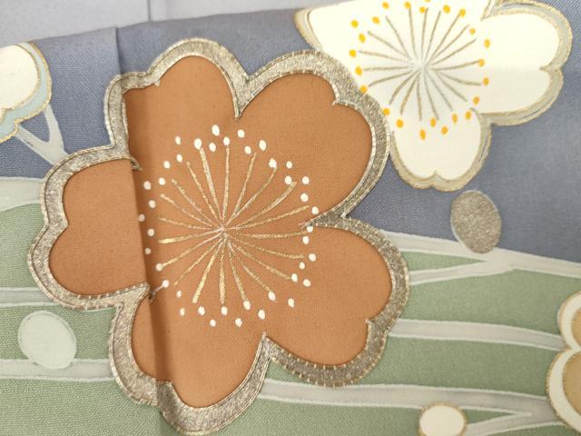 平和屋着物●訪問着　駒刺繍　桜文　暈し染め　金彩　正絹　逸品　AABK6451cs