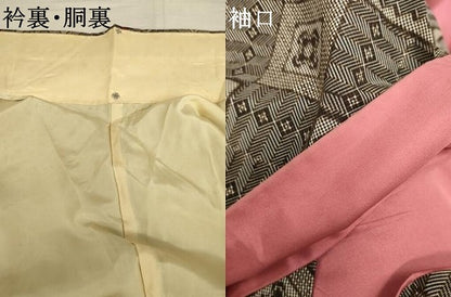平和屋着物●本場大島紬　龍郷絣　花菱文　正絹　逸品　AABK6453cs