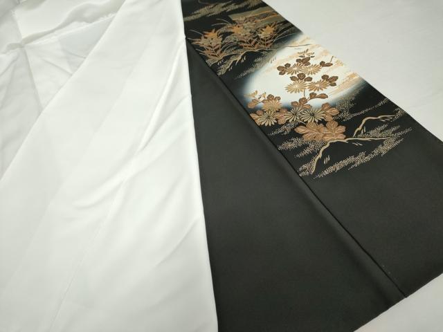 平和屋着物●豪華黒留袖 松竹梅飛鶴風景文 暈し染め 金彩 正絹 逸品 AABK6456cs