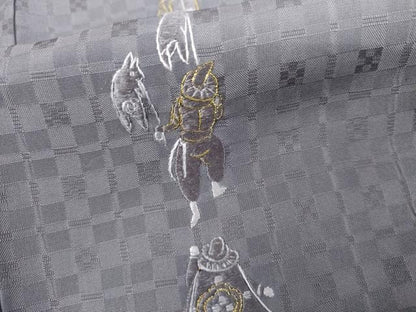 平和屋着物●訪問着　お召地　総刺繍　人物文　金糸　ロング丈　正絹　逸品　AABK6459cs
