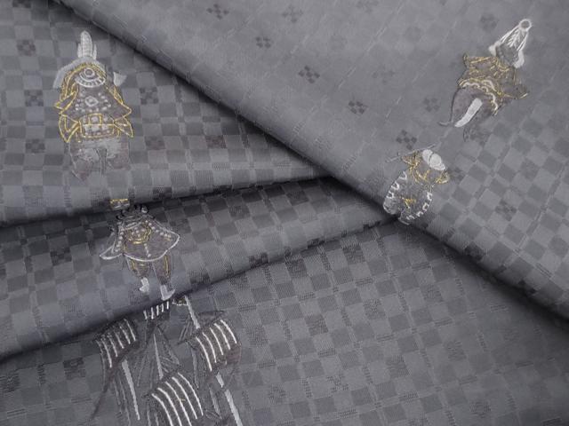 平和屋着物●訪問着　お召地　総刺繍　人物文　金糸　ロング丈　正絹　逸品　AABK6459cs