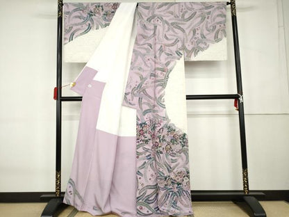 平和屋着物●伝統工芸士　京友禅染色作家　田家鬼彩　ぜんまい紬　訪問着　辻が花　暈し染め　まるやま扱い　正絹　逸品　AABK6460cs