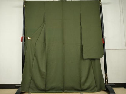 平和屋着物●豪華振袖　氷割れ地紋　色無地　青鈍色　正絹　逸品　AABK6462cs