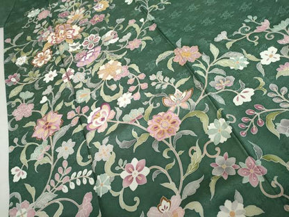 平和屋着物●京の名門　じゅらく謹製　訪問着　駒刺繍　大和貝紫　更紗花文　正絹　逸品　AABK6466cs