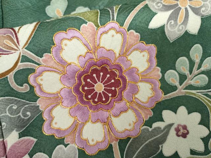 平和屋着物●京の名門　じゅらく謹製　訪問着　駒刺繍　大和貝紫　更紗花文　正絹　逸品　AABK6466cs