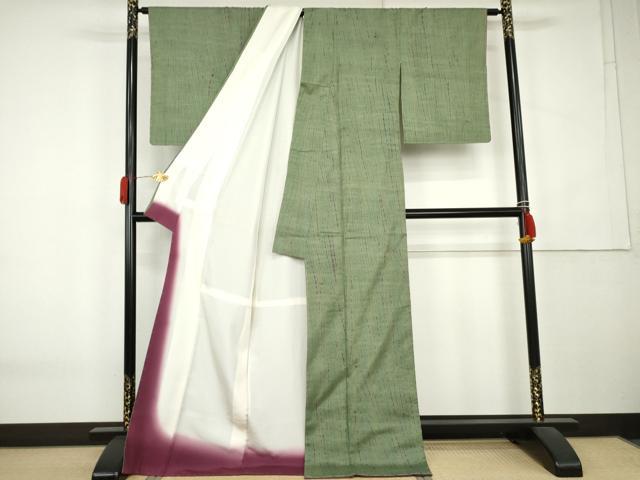 平和屋着物●上質な紬　竜巻絞り　ロング丈　正絹　逸品　AABK6469cs