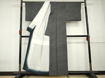 平和屋着物●江戸小紋　鮫小紋柄　黒地　正絹　逸品　AABK6470cs