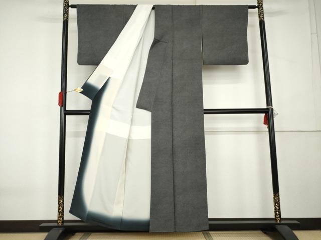 平和屋着物●江戸小紋　鮫小紋柄　黒地　正絹　逸品　AABK6470cs