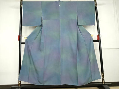 平和屋着物●染色作家　斉藤三才　小紋　霞文　暈し染め　正絹　逸品　AABK6473cs