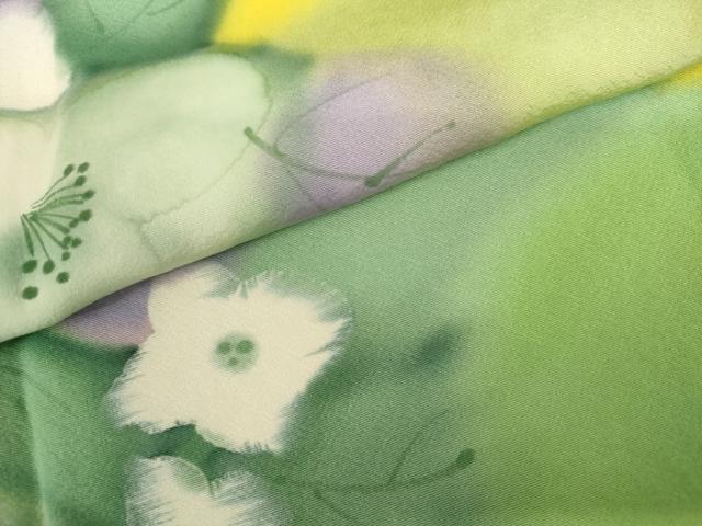 平和屋着物●上質な小紋　手描き　草花文　暈し染め　正絹　逸品　AABK6474cs