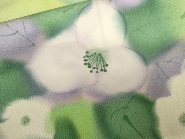 平和屋着物●上質な小紋　手描き　草花文　暈し染め　正絹　逸品　AABK6474cs