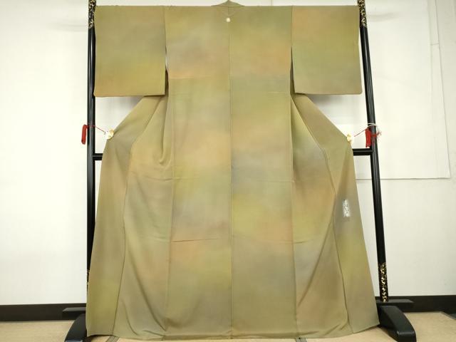 平和屋着物●染色作家　斉藤三才　小紋　霞文　暈し染め　ロング丈　正絹　逸品　AABK6475cs