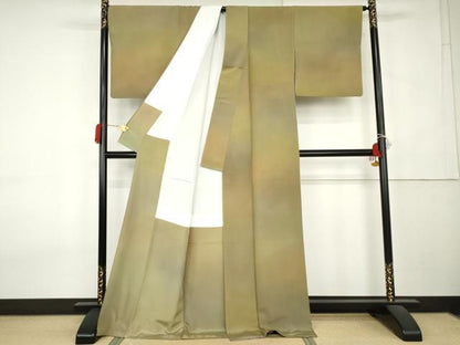 平和屋着物●染色作家　斉藤三才　小紋　霞文　暈し染め　ロング丈　正絹　逸品　AABK6475cs