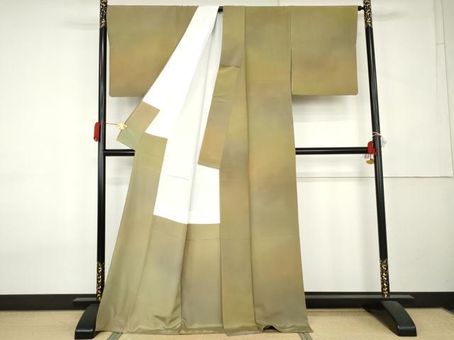 平和屋着物●染色作家　斉藤三才　小紋　霞文　暈し染め　ロング丈　正絹　逸品　AABK6475cs
