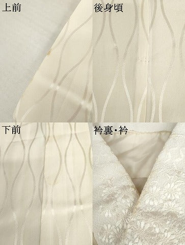 平和屋着物●長襦袢　無双仕立て　立涌地紋　半衿刺繍　正絹　逸品　AABK6476cs