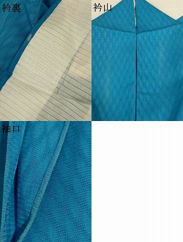 平和屋着物＊夏物　色無地　菱紋絽　新橋色　正絹　逸品　AABK6482jd