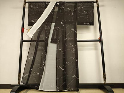平和屋着物＊夏物　絹芭蕉　魚　さが美扱い　正絹　逸品　AABK6484jd