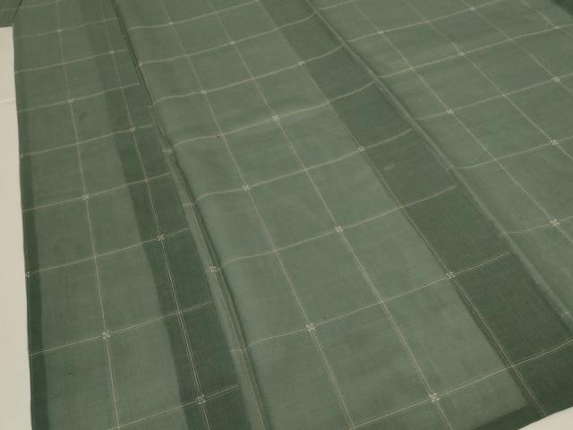 平和屋着物＊夏物　紗紬　格子　正絹　逸品　AABK6486jd