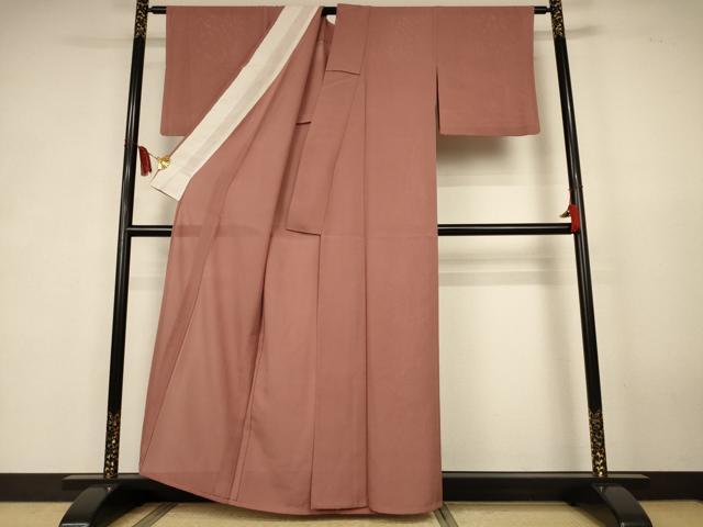 平和屋着物＊夏物　色無地　絽　赭色　正絹　逸品　AABK6488jd