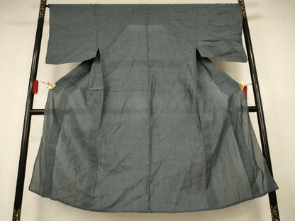 平和屋着物＊夏物　男性　小千谷ちぢみ　錆鉄御納戸色　麻　逸品　AABK6489jd