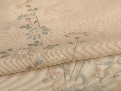 平和屋着物●夏物　訪問着　絽　手描き　草花文　暈し染め　銀彩　正絹　逸品　AABK6495jd