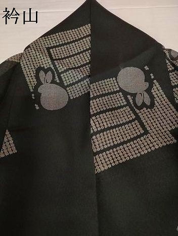 平和屋着物＊夏物　小紋　紗　源氏香　兎　黒地　さんび謹製　AABK6504jd