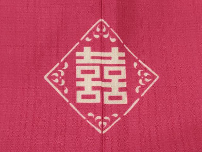 平和屋着物＊夏物　訪問着　紗　鳳凰　濃紅色　洗える着物　AABK6505jd