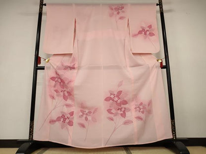 平和屋着物＊夏物　訪問着　絽　紫陽花　暈し染め　銀彩　正絹　逸品　AABK6506jd